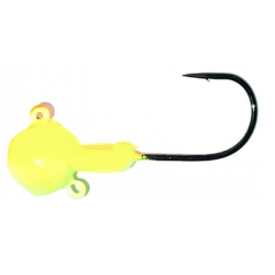 Jig à Jo tête de jig ronde oeil double 1 1/2 oz chartreuse  Jig et leure souple