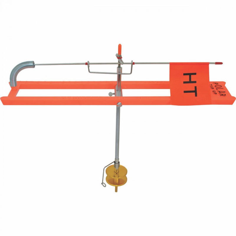 HT Polar Tip Up 200' de capacité Orange Fluo moulinet de métal HT Ice Fishing Peche à Glace