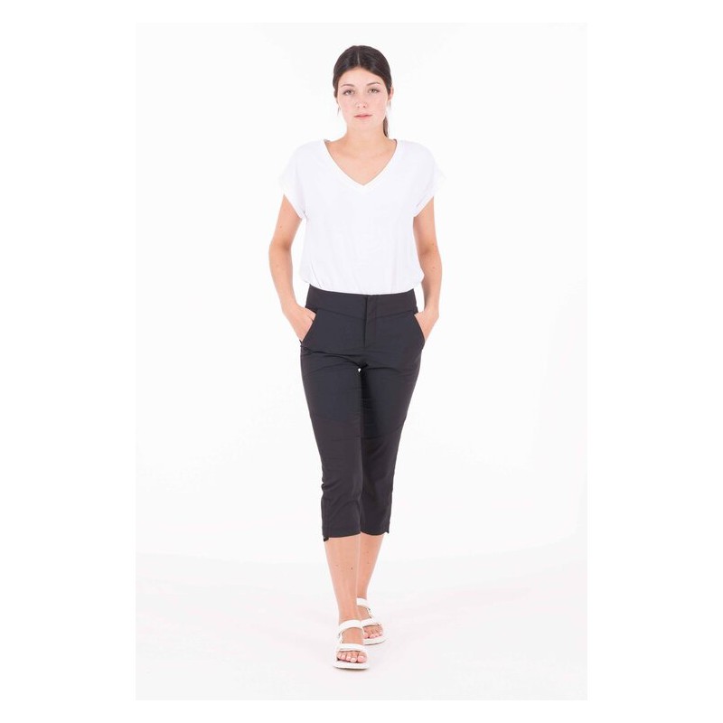 Indygena FOS - Pantalon Capri en tissé léger Bi-matìères - Noir  Femmes