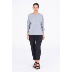 Indygena Oriana - Light Woven Mix Long Sleeve Shirt - Steel Indygena Clothing