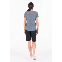 Indygena Lomo - Woven Stretch Short Sleeve Half-Zip Top - Prussian Indyeva Clothing