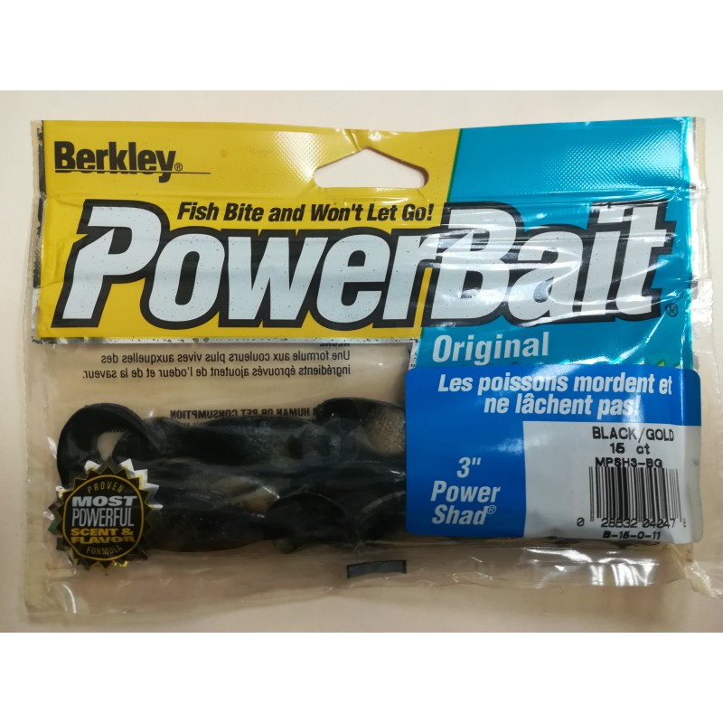 Berkley 3" Power Shad Black/Gold Berkley Jig & Soft Bait