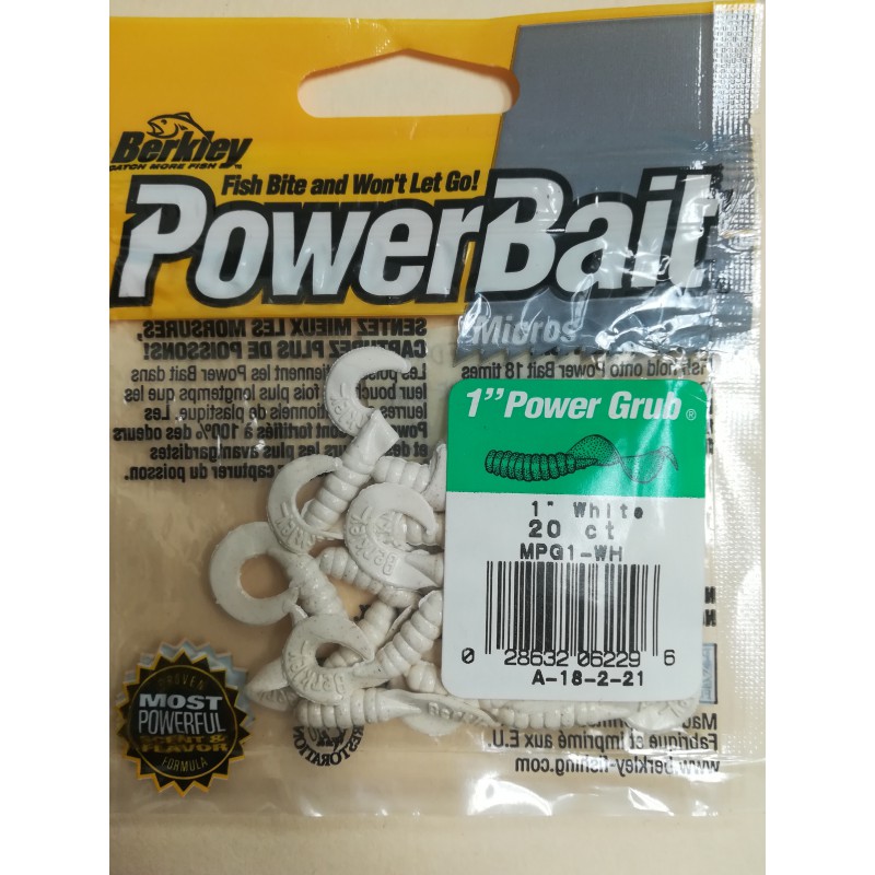 BERKLEY 1'' POWER GRUB WHITE Berkley Jig & Leurre souple