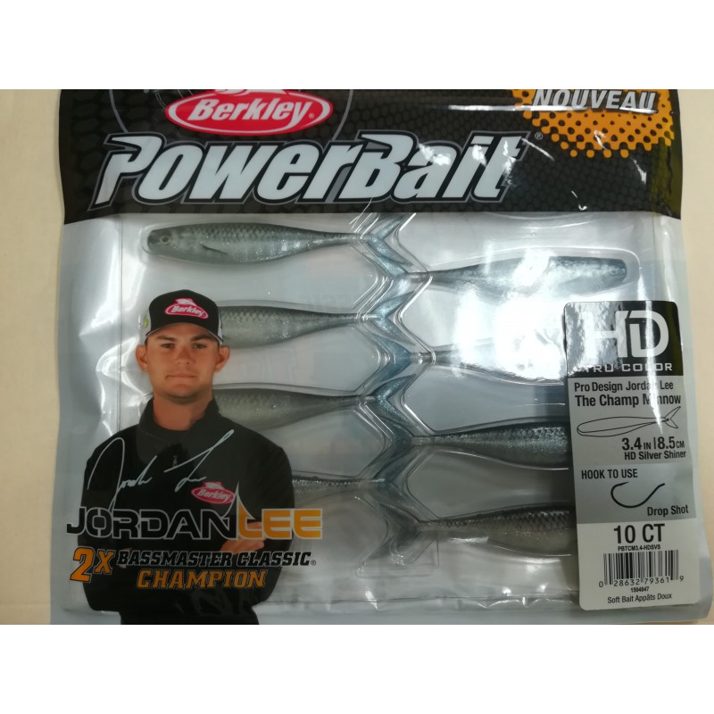 BERKLEY POWER BAIT THE CHAMP MINNOW 3.4'' SILVER SHINER Berkley Jig & Soft Bait