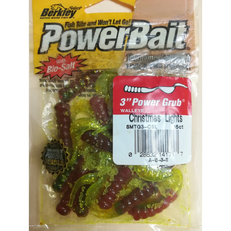 BERKLEY 3 IN POWER GRUB WALLEYE CHRISTMAS LIGHT Berkley Jig et leure souple