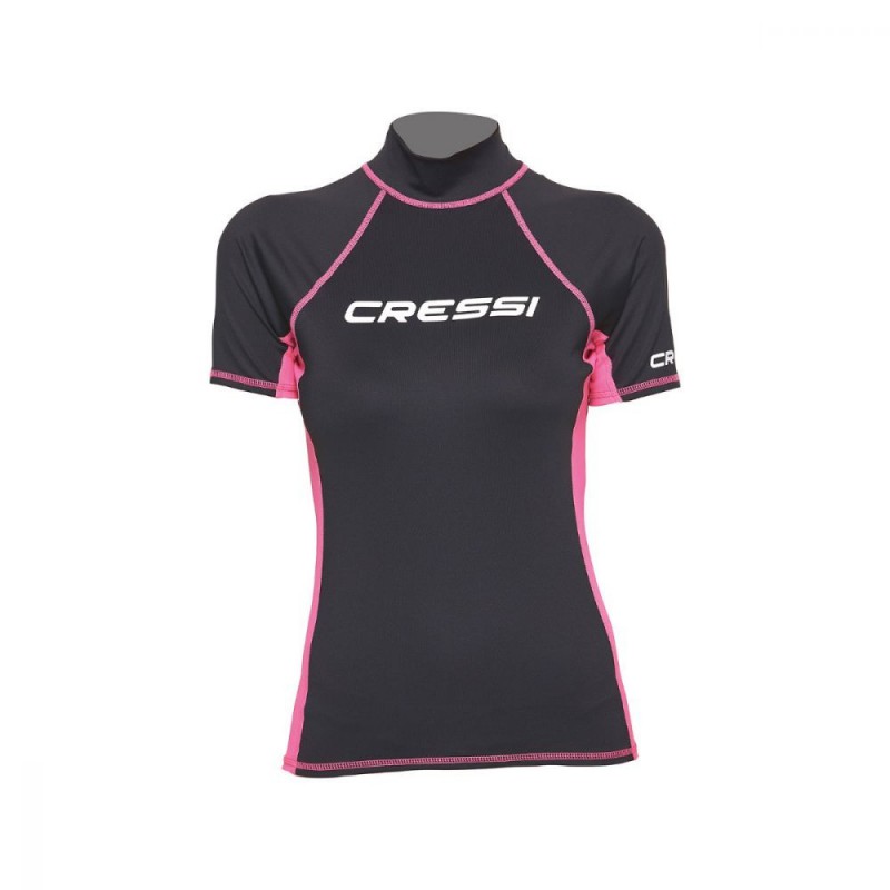 CRESSI FEMME LONGUE MANCHE RASH GUARD NOIR/ROSE Cressi Rash Guard