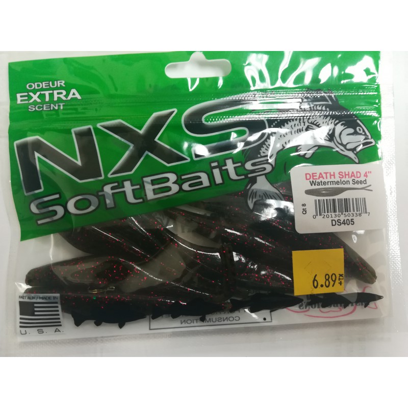 NSX DEATH SHAD 4'' WATERMELON SEED NXS Jig & Soft Bait