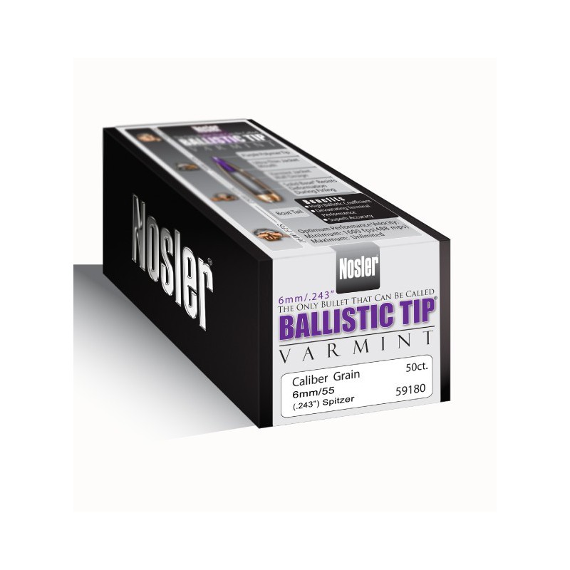 Nosler Balistic Tip .224 50gr 100/Boite Nosler Nosler