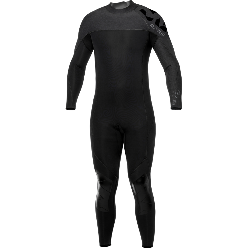 BARE 3/2mm Revel Full Mens, Grey Bare Wet suit