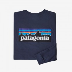 Patagonia - Men's Long-Sleeved P-6 Logo Responsibli-Tee - Classic Navy (CNY) Patagonia Clothing