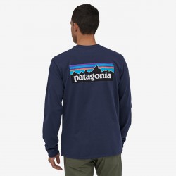 Patagonia - T-Shirt à manches longues « P-6 Logo Responsibli-Tee » pour homme - Bleu marin classique Patagonia Vêtements