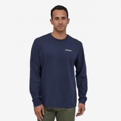 Patagonia - T-Shirt à manches longues « P-6 Logo Responsibli-Tee » pour homme - Bleu marin classique Patagonia Vêtements