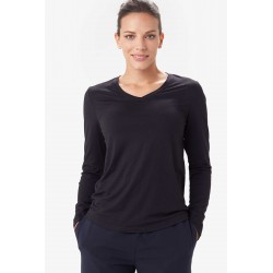 Lolë - Fancy V Neck Top Long Sleeve - Black LOLË Clothing