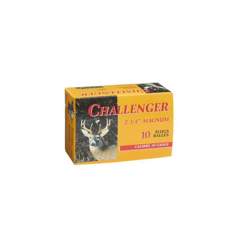 Challenger 20 Ga 2 3/4'' Slug 10/boite Challenger Slug & Buckshot