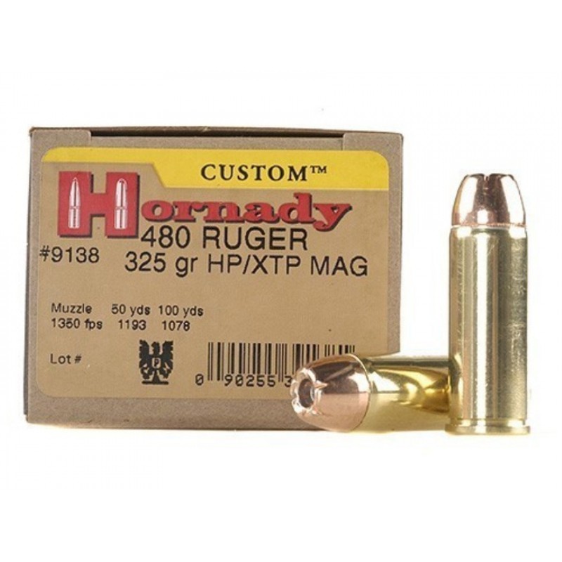 Hornady pistol ammunitions 480 Ruger.