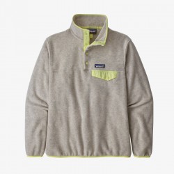 Patagonia : Women's Lightweight Synchilla® Snap-T® Fleece Pullover - Oatmeal Heather w/Jellyfish Yellow Patagonia Women's