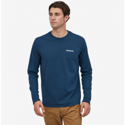 Patagonia - T-Shirt à manches longues « P-6 Logo Responsibli-Tee » pour homme - Bleu Patagonia Vêtements