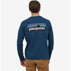 Patagonia - Men's Long-Sleeved P-6 Logo Responsibli-Tee - Crater Blue Patagonia Clothing