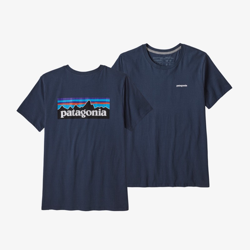 Patagonia : T-Shirt P-6 Logo Organic Cotton Crew pour femme - Bleu Marin Patagonia Vêtements