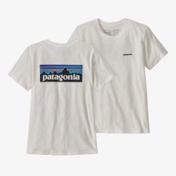 Patagonia : Women's P-6 Logo Organic Cotton Crew T-Shirt - White Patagonia Clothing