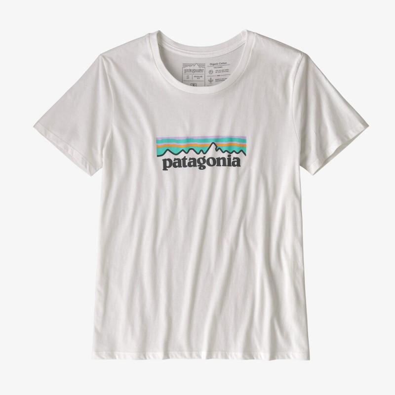 Patagonia - T-Shirt pour femme en cotton biologique avec Logo P-6 - Blanc Patagonia Vêtements