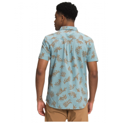 The North Face : Men's Short Sleeve Baytrail Pattern Shirt - Tourmaline Blue Sequoia Sprigs Print THE NORTH FACE Clothing