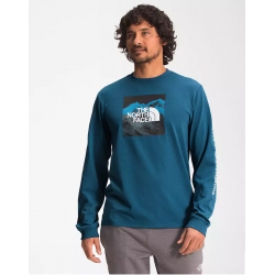 The North Face Men's Long Sleeve Logo Play Tee - Monterey Blue THE NORTH FACE Clothing