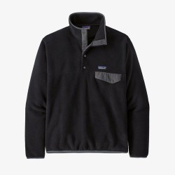 Patagonia Men's Lightweight Synchilla SNAP-T Fleece Pullover - Black w/Forge Grey Patagonia Jackets & Vests