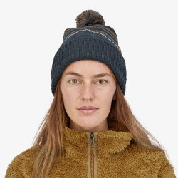 Patagonia - Powder Town Beanie - One Size - Fitz Roy Stripe Knit: Smolder Blue Patagonia Clothing