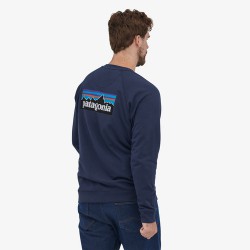 Patagonia Sweat-shirt à col rond classique en coton biologique avec logo P-6 pour hommes - Bleu Marin Patagonia Vêtements