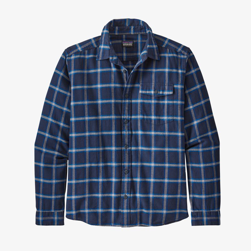 Patagonia Men's Long-Sleeved Lightweight Fjord Flannel Shirt - Grange: New Navy Patagonia Clothing