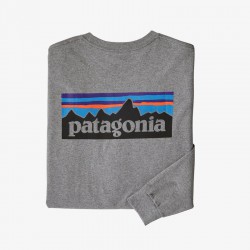 Patagonia - Men's Long-Sleeved P-6 Logo Responsibli-Tee - Gravel Heather Patagonia Clothing