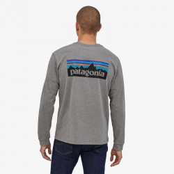 Patagonia - T-Shirt à manches longues « P-6 Logo Responsibli-Tee » pour homme - Gravier Heather Patagonia Vêtements