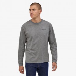 Patagonia - T-Shirt à manches longues « P-6 Logo Responsibli-Tee » pour homme - Gravier Heather Patagonia Vêtements