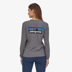 Patagonia Women's Long-Sleeved P-6 Logo Responsibili-Tee® - Gravel Heather Patagonia Clothing