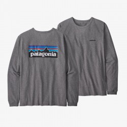 Patagonia Women's Long-Sleeved P-6 Logo Responsibili-Tee® - Gravel Heather Patagonia Clothing