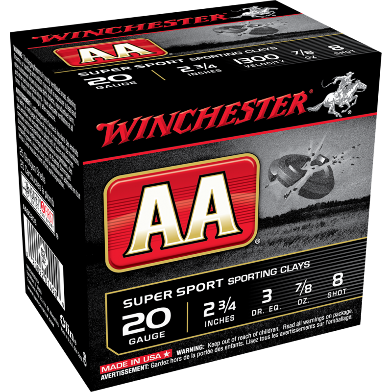 Winchester AA Sporting clays 20 Ga 7/8 oz 8 Winchester Ammunition Target & Hunting Lead