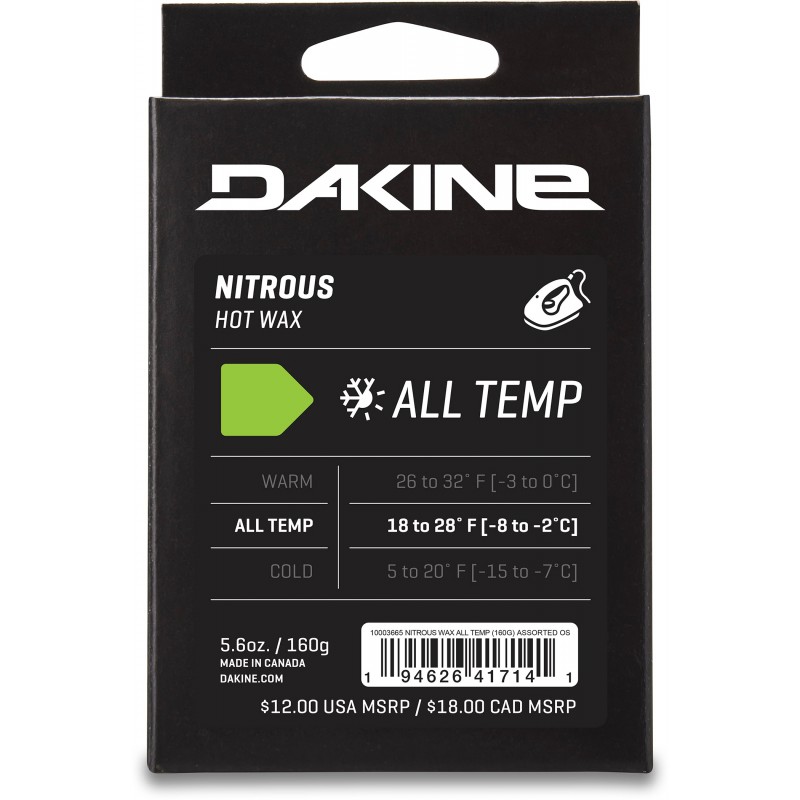 Dakine nitrous Cire pour toutes température Verte Dakine Entretien et cire à ski