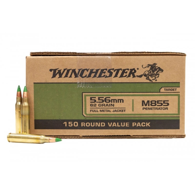 Winchester USA 5.56mm Nato 62 gr FMJ Green Tip150 balles Winchester Ammunition Winchester