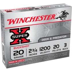 Win Super X 20 Ga 2 3/4'' 3 Buck Winchester Ammunition Slug & Buckshot