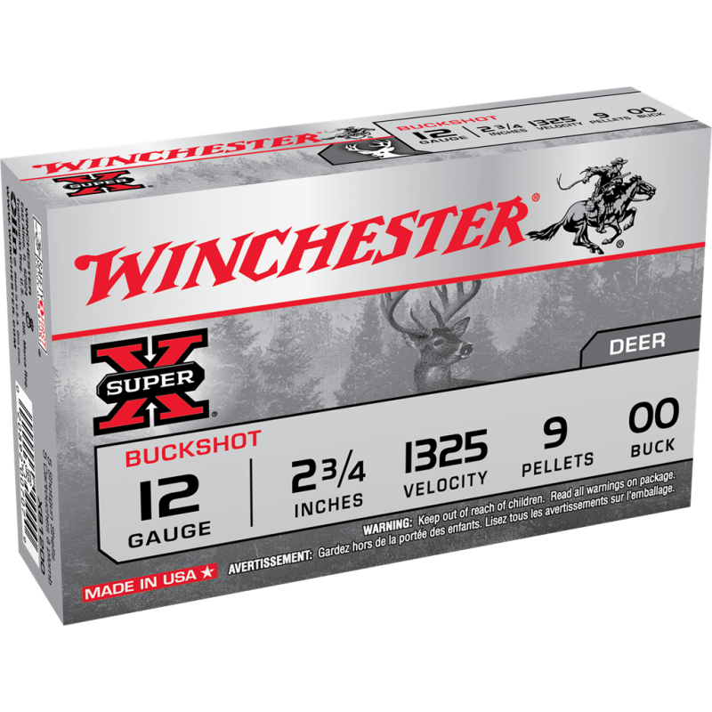 Win Super X 12 Ga 2 3/4'' 00 Buck Winchester Ammunition Slug & Buckshot
