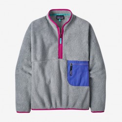 Patagonia : Women's Re-Tool Fleece 1/2-Zip Pullover / Tailored Grey - Nickel X-Dye w/Float Blue Patagonia Clothing