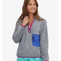 Patagonia : Women's Re-Tool Fleece 1/2-Zip Pullover / Tailored Grey - Nickel X-Dye w/Float Blue Patagonia Clothing