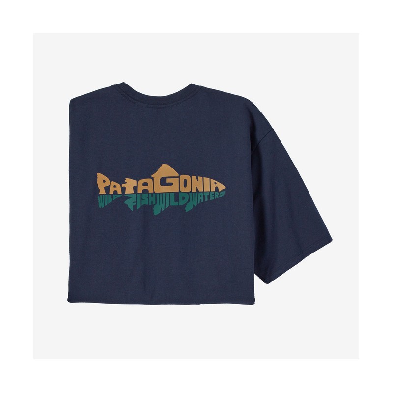 Patagonia : Men's Wild Waterline Pocket Responsibili-Tee® - New Navy Patagonia Clothing