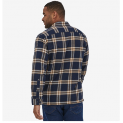 Patagonia - Chemise en flanelle de fjord en coton biologique à manches longues pour hommes - Ligne nord : Nouvelle marine Pat...