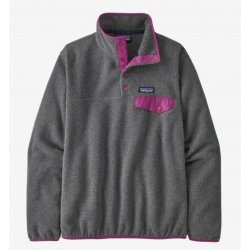 Patagonia Women's Light Weight Synchilla ® Snap-T® Fleece Pullover - Nickel w/Amaranth Pink Patagonia Women's