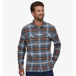 Patagonia - Chemise en flanelle de fjord en coton biologique à manches longues pour hommes - Forage: Plume Grey Patagonia Vêt...