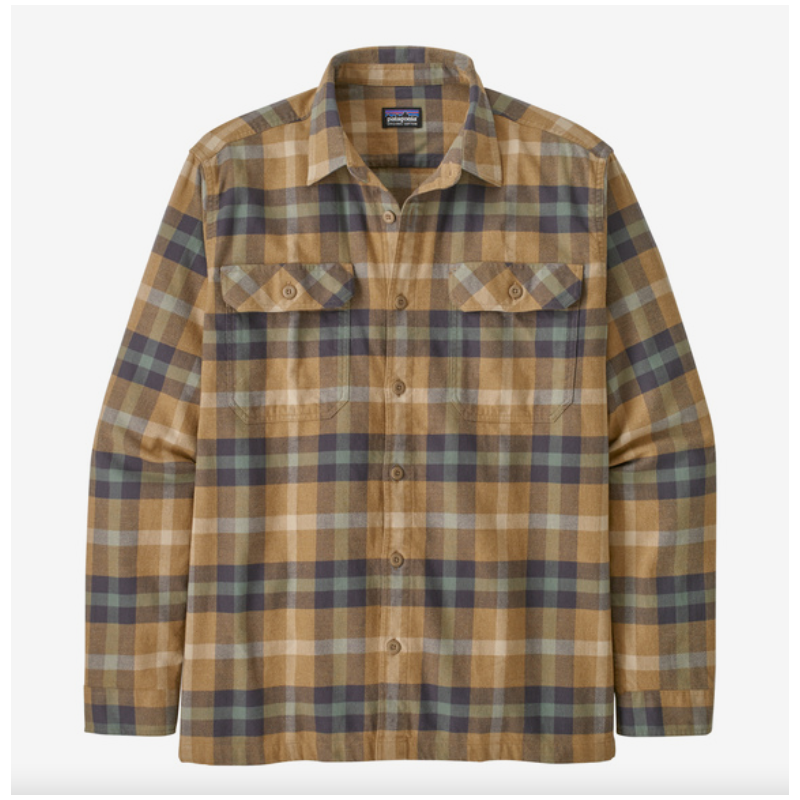 Patagonia - Chemise en flanelle de fjord en coton biologique à manches longues pour hommes - Forage: Mojave Khaki Patagonia V...