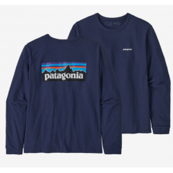 Patagonia : Chandail à manches longues « Responsibili-Tee® » avec Logo P-6 Logo - Bleu profond Patagonia Vêtements