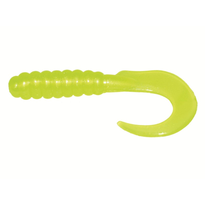 Big Bites Curly Grub 4'' Chartreuse Pearl Big Bites Jig & Soft Bait